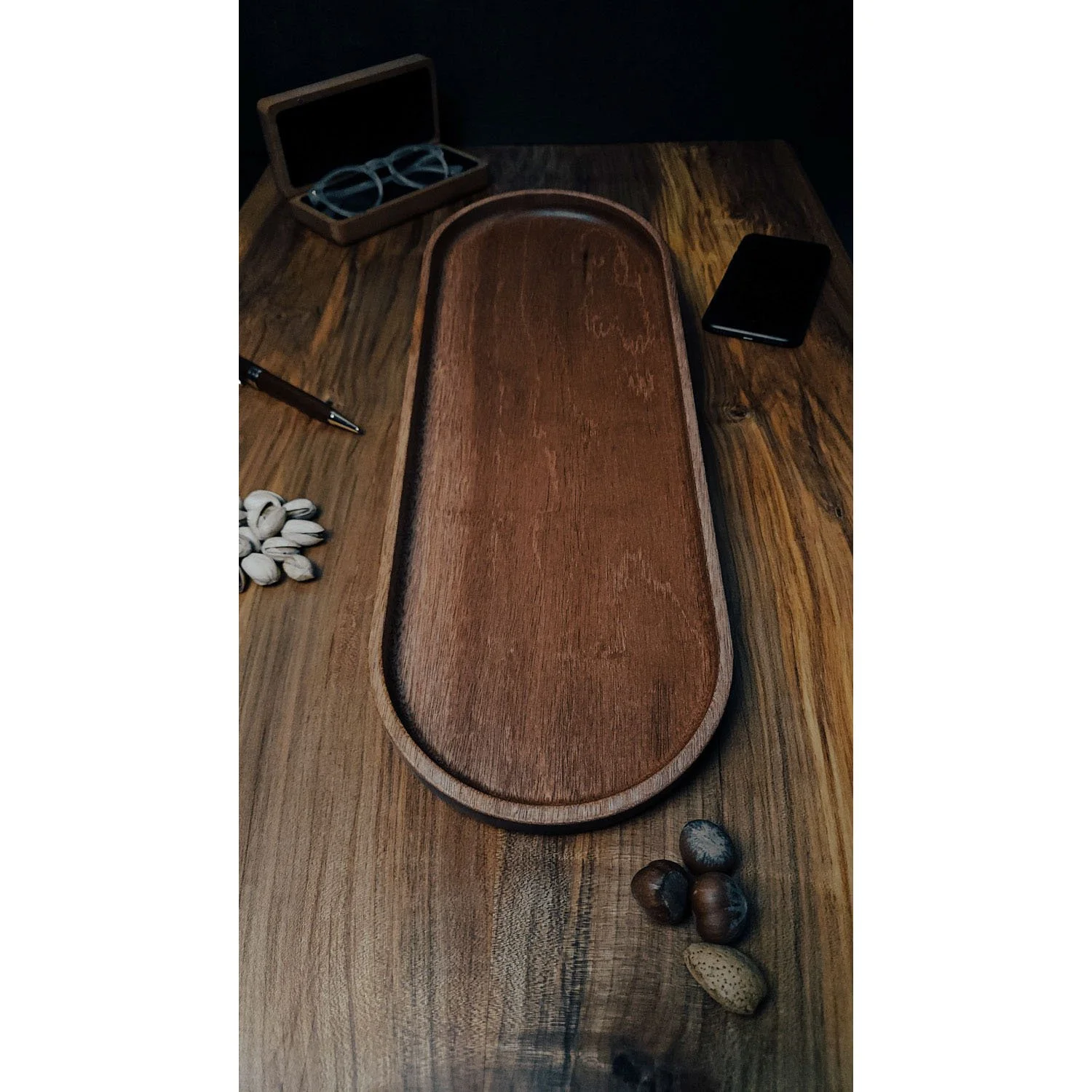 Large Oval Mahogany Wood Trays — T. Weatherhead & Co.